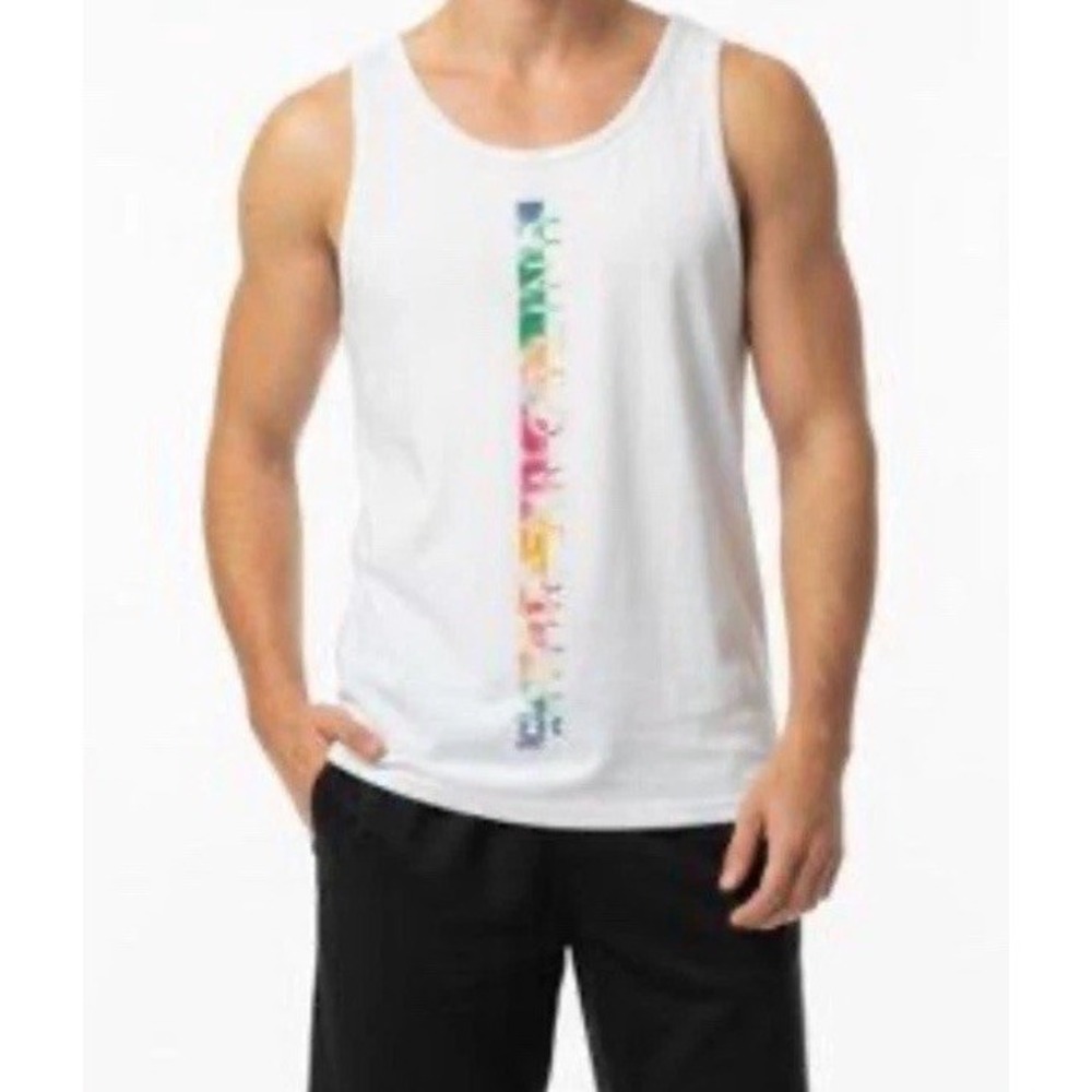 NWT Mens Under Armour Tank Top White Sleeveless Crew‎ Neck Rainbow Pride Sz XXL